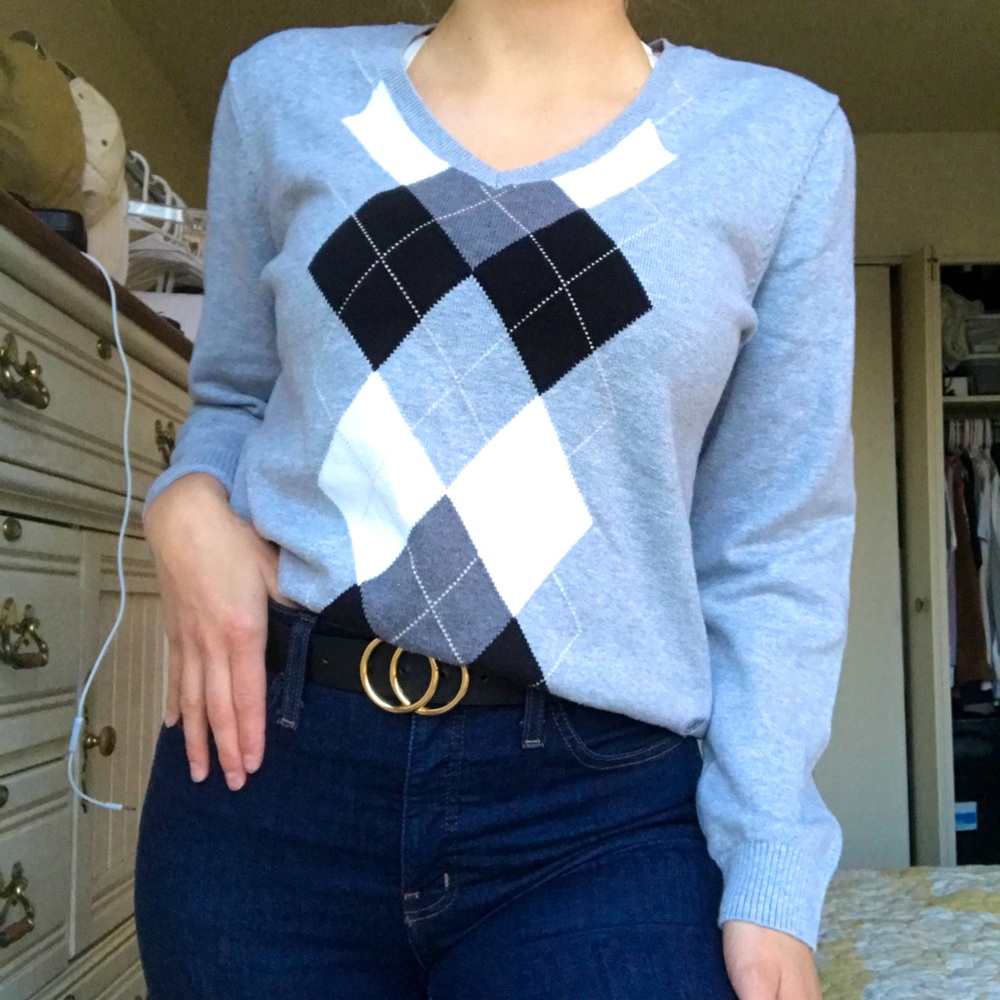 Argyle Pattern Grey Golf Sweater